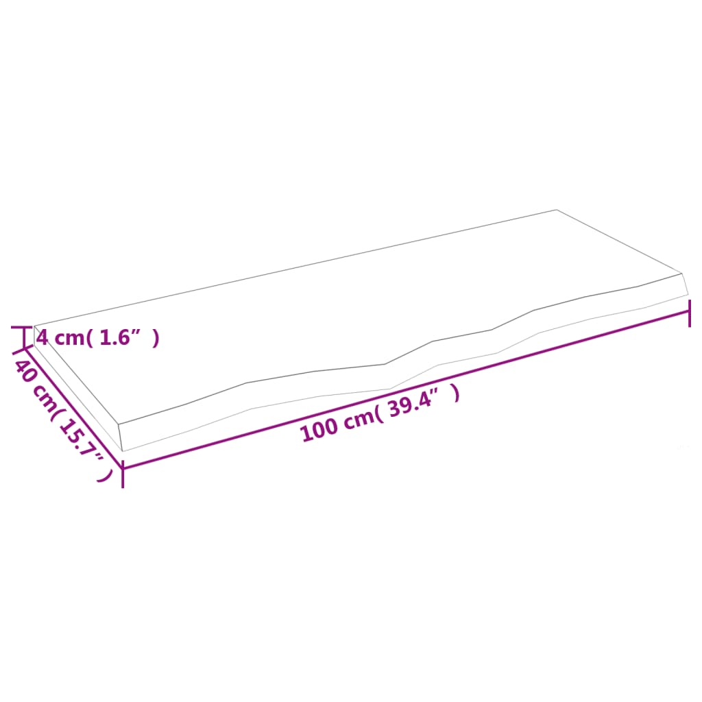 Bathroom Countertop Light Brown 100x40x(2-4)cm Treated Solid Wood