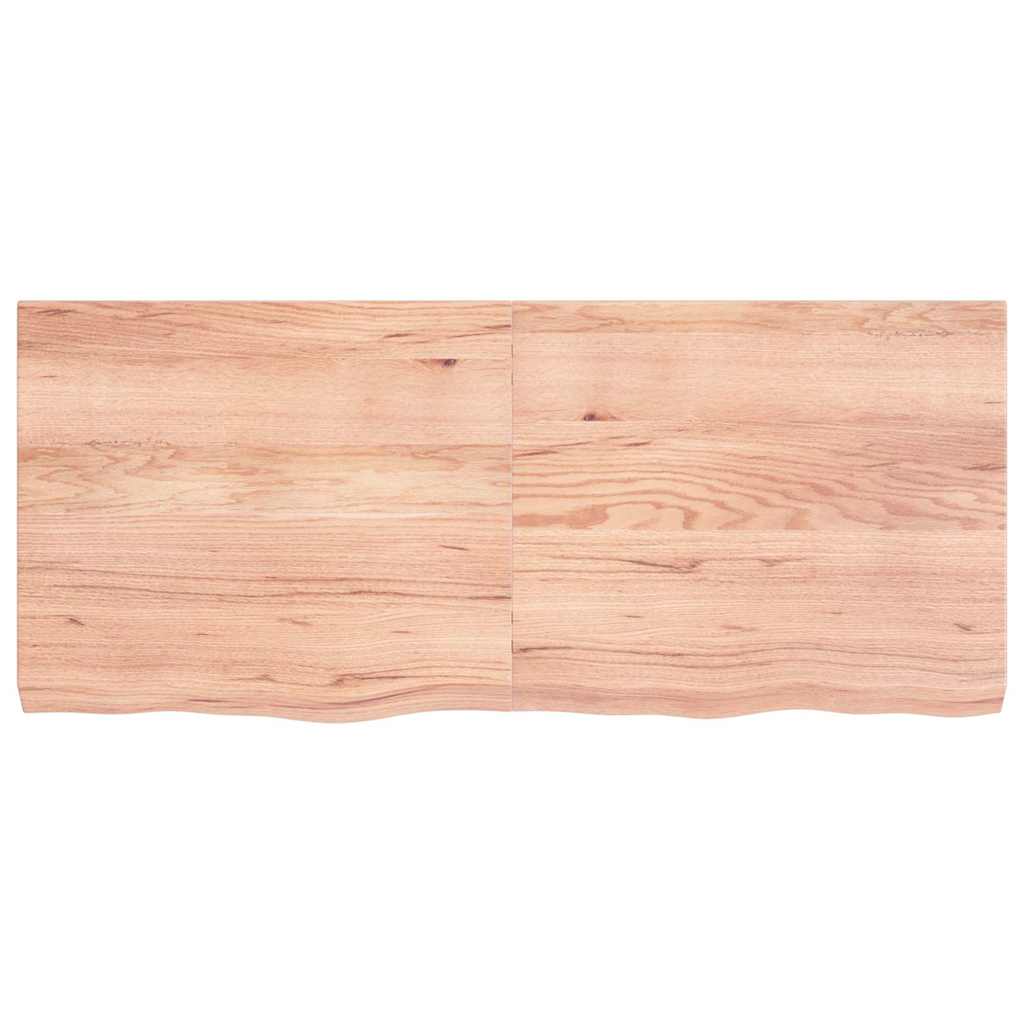 Bathroom Countertop Light Brown 140x60x(2-6)cm Treated Solid Wood