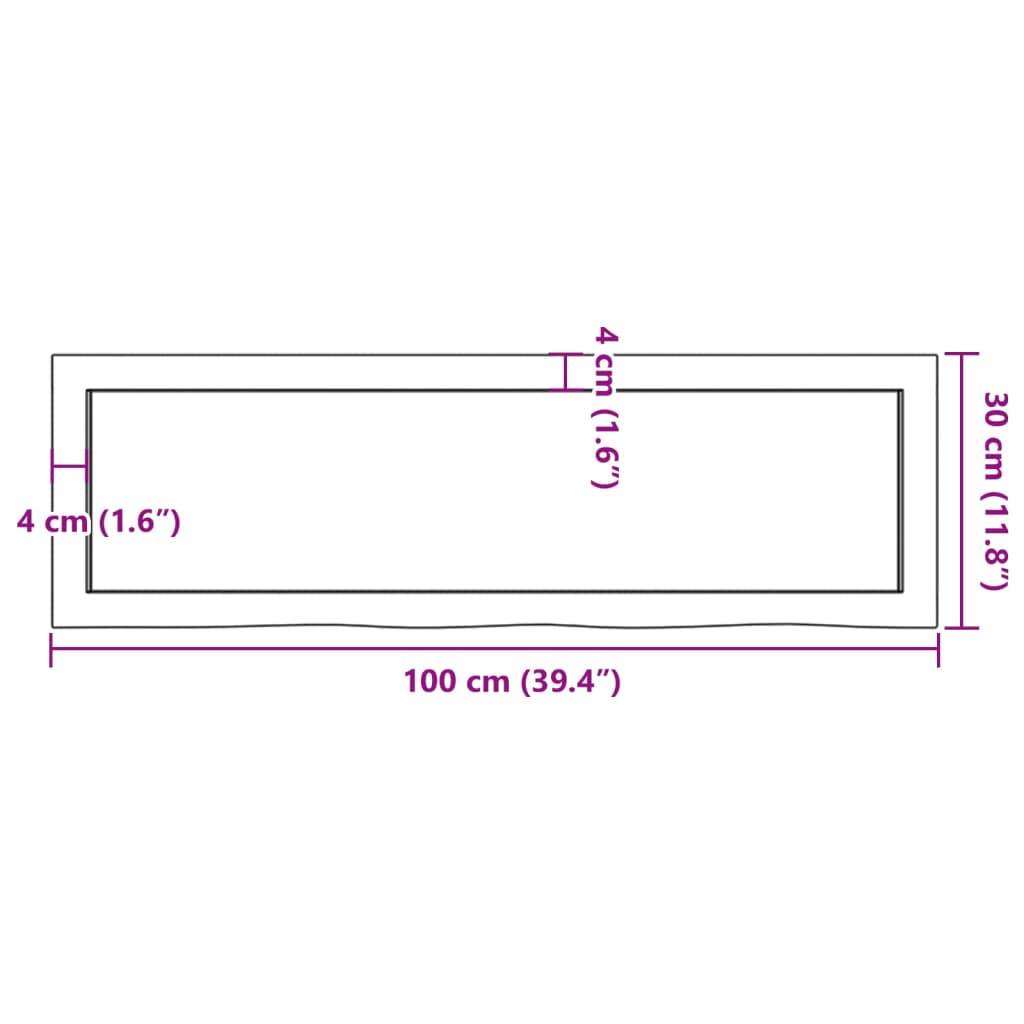 Bathroom Countertop Dark Brown 100x30x(2-6) cm Treated Solid Wood
