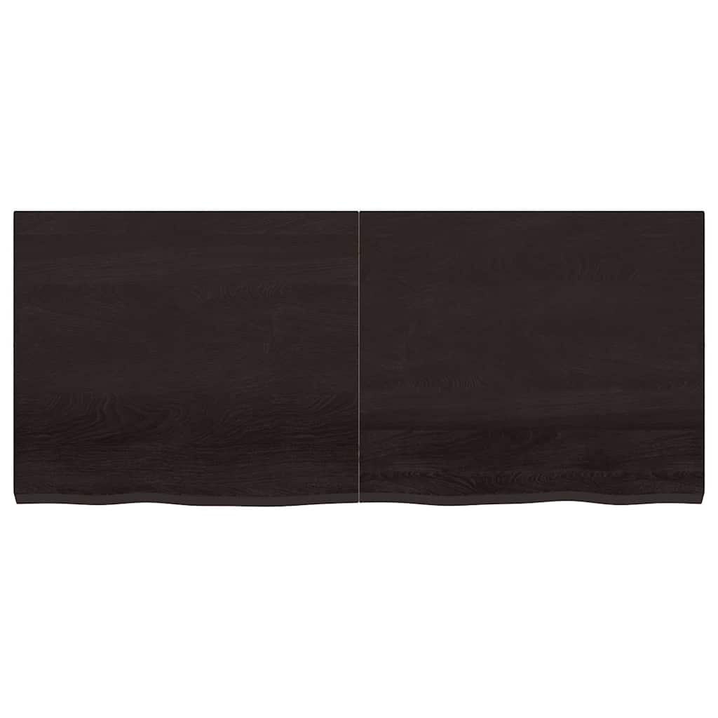 Bathroom Countertop Dark Brown 140x60x(2-4) cm Treated Solid Wood