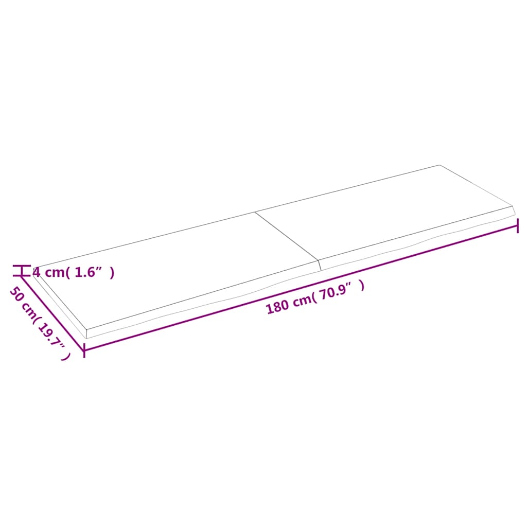 Bathroom Countertop Dark Brown 180x50x(2-4) cm Treated Solid Wood