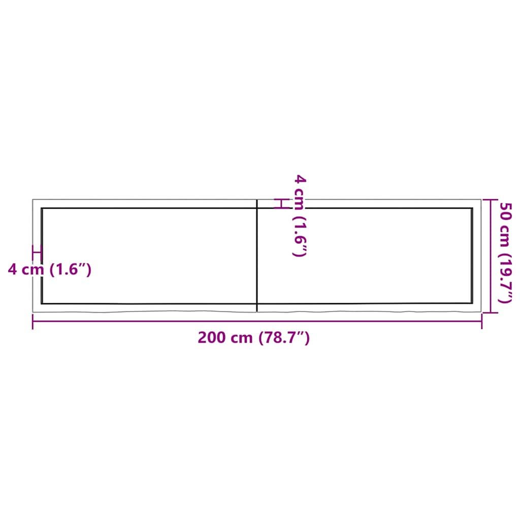 Bathroom Countertop Dark Brown 200x50x(2-6) cm Treated Solid Wood