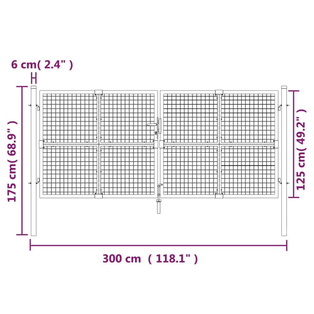 Mesh Garden Gate Anthracite 300x125 cm Galvanised Steel