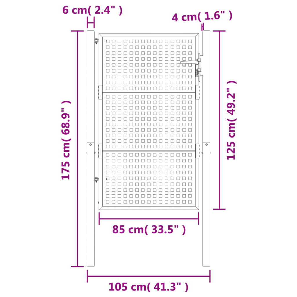 Garden Gate Anthracite 105x125 cm Steel