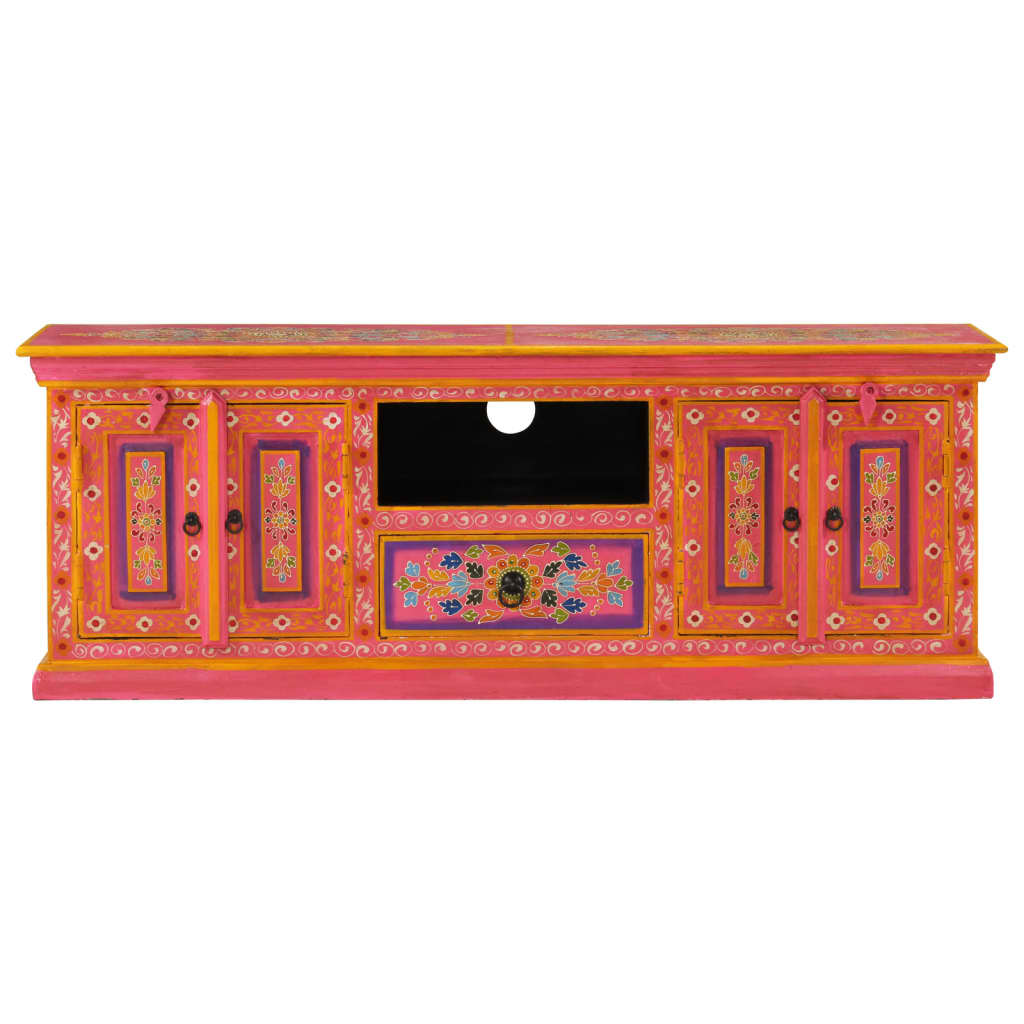 TV Cabinet Pink 110x30x40 cm Solid Wood Mango