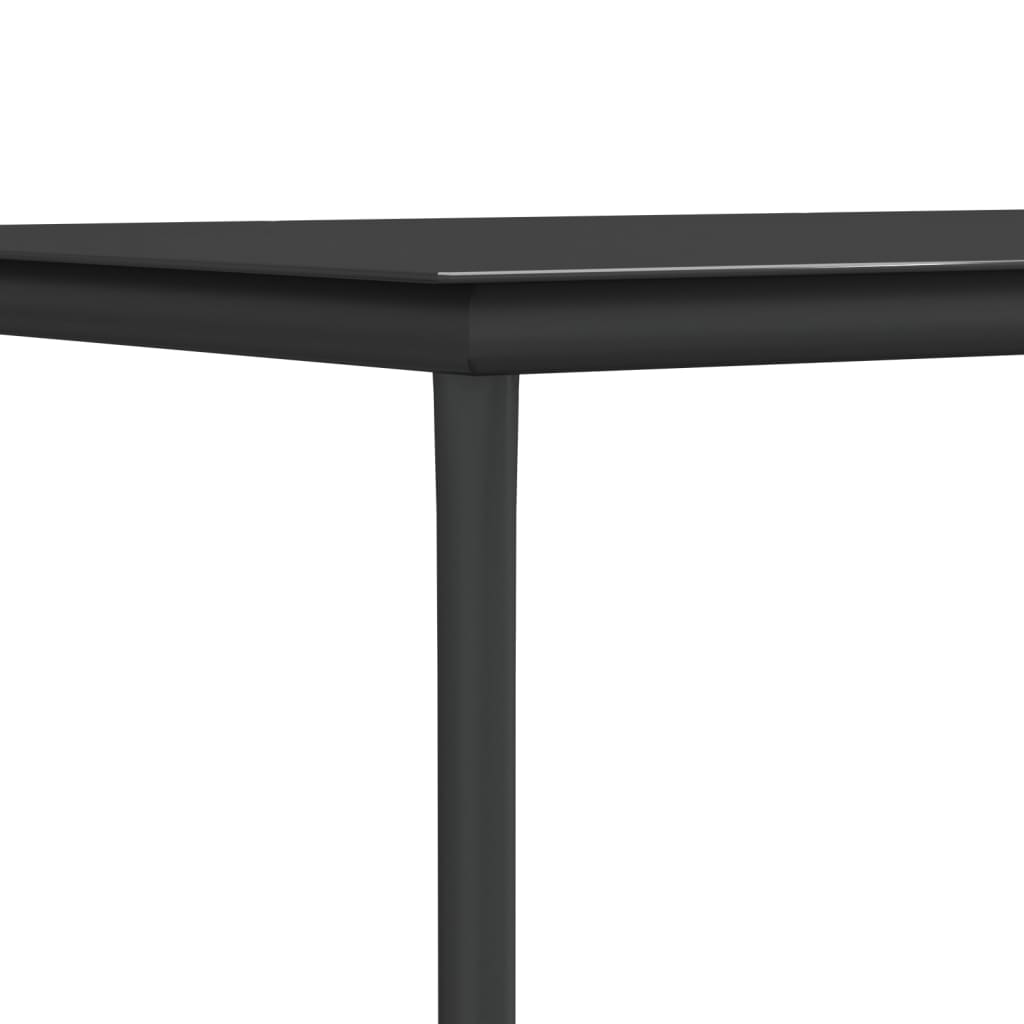 9 Piece Garden Dining Set Black Textilene and Steel