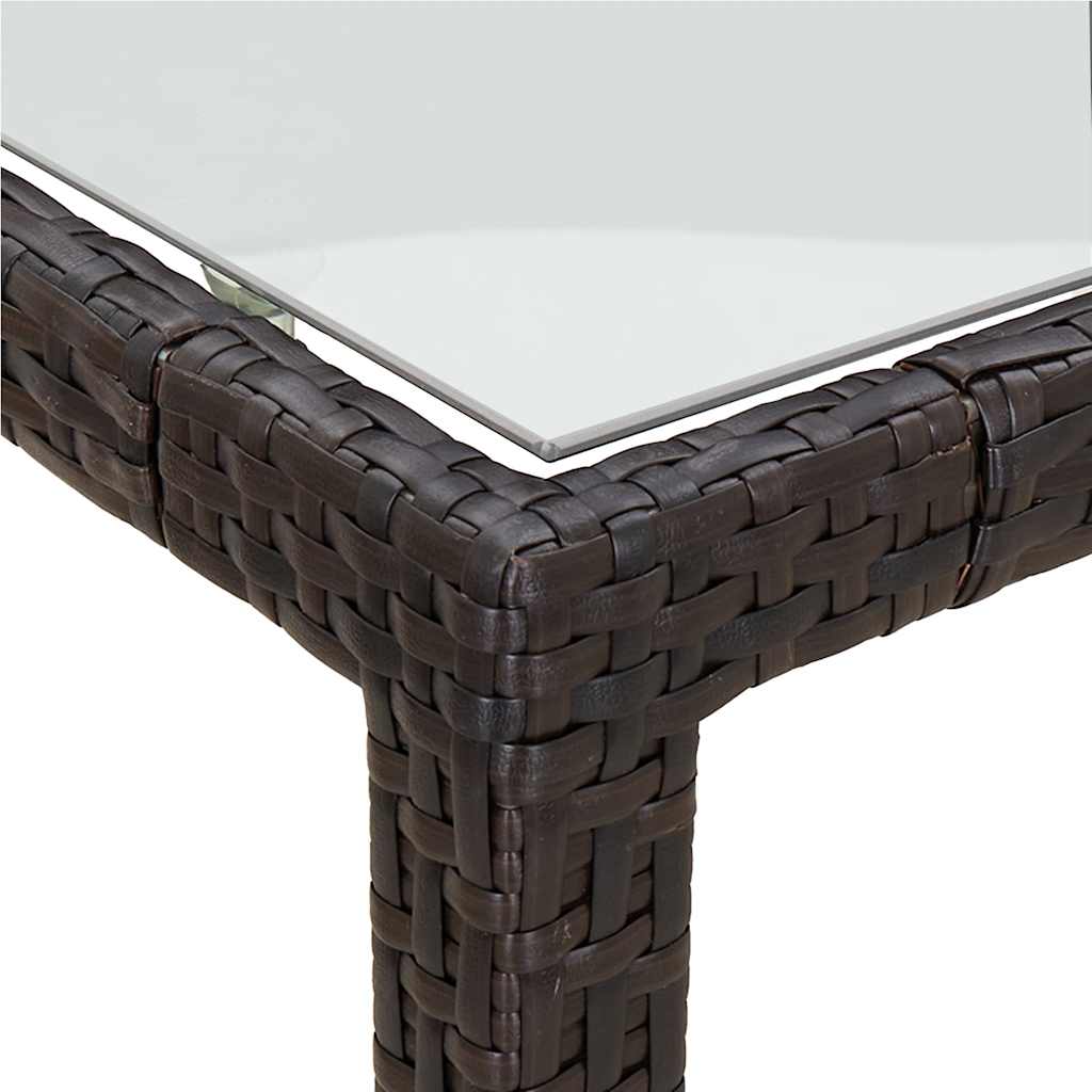 7 Piece Garden Dining Set with Cushions Brown Poly Rattan