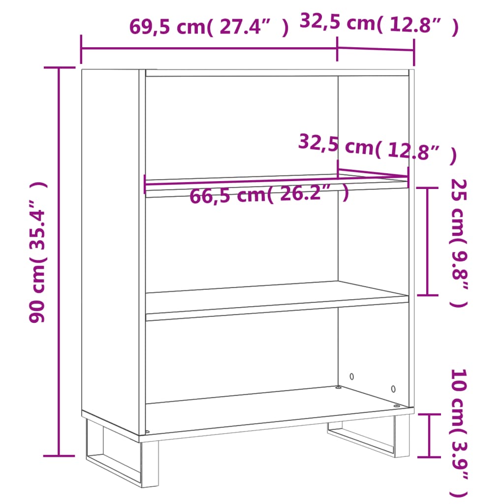 Shelf Cabinet Grey Sonoma 69.5x32.5x90 cm Engineered Wood