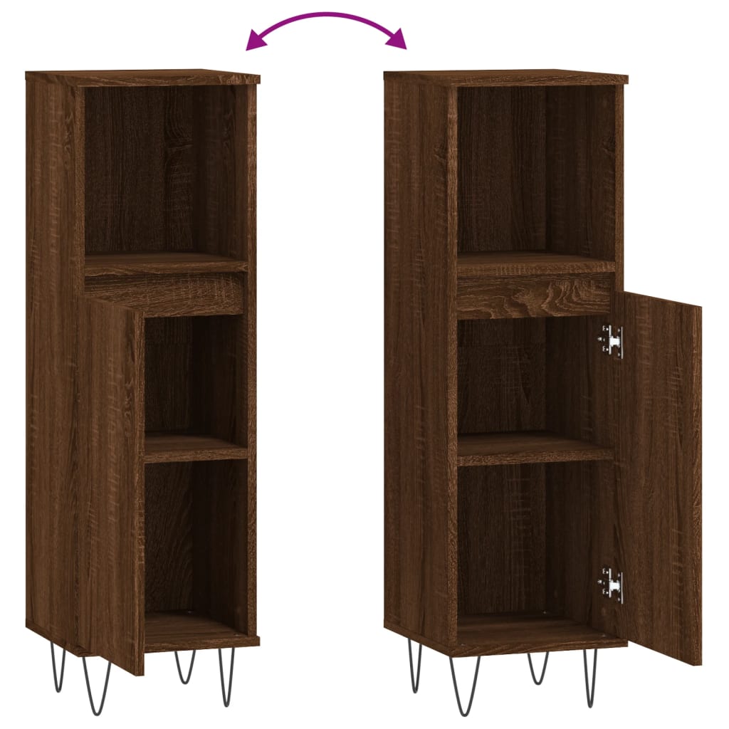 Bathroom Cabinet Brown Oak 30x30x100 cm Engineered Wood