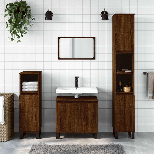 Bathroom Cabinet Brown Oak 58x33x60 cm Engineered Wood