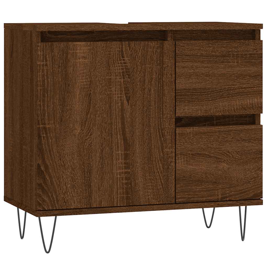 Bathroom Cabinet Brown Oak 65x33x60 cm Engineered Wood