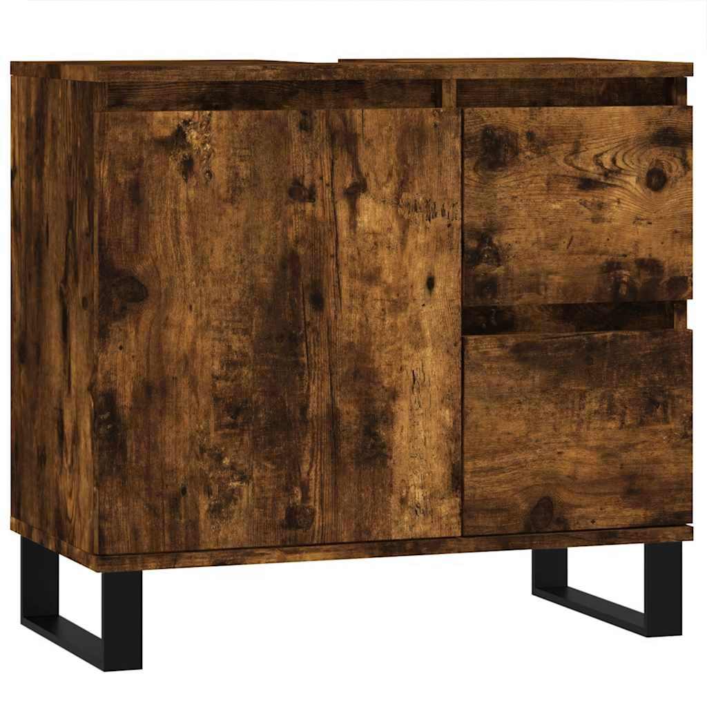 Bathroom Cabinet Smoked Oak 65x33x60 cm Engineered Wood