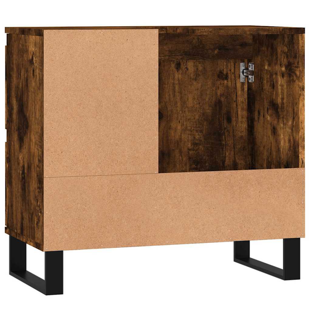 Bathroom Cabinet Smoked Oak 65x33x60 cm Engineered Wood