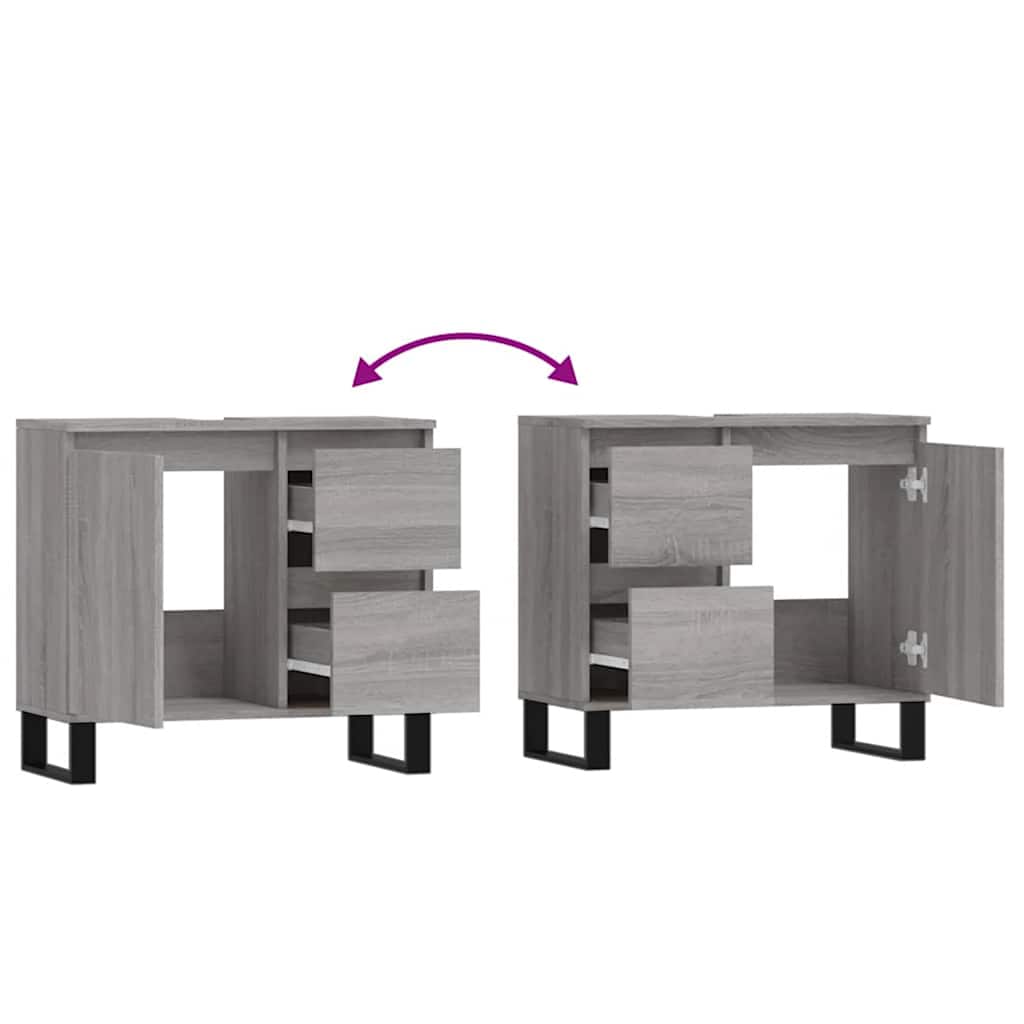Bathroom Cabinet Grey Sonoma 65x33x60 cm Engineered Wood