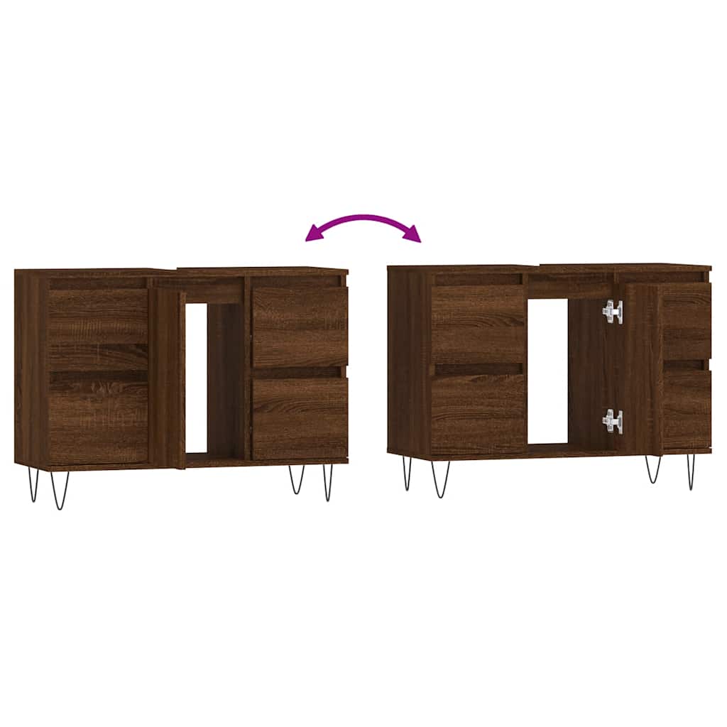 Bathroom Cabinet Brown Oak 80x33x60 cm Engineered Wood