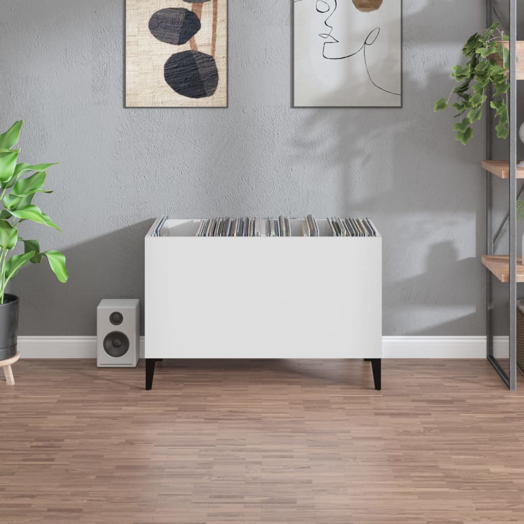 Record Cabinet White 74.5x38x48 cm Engineered Wood