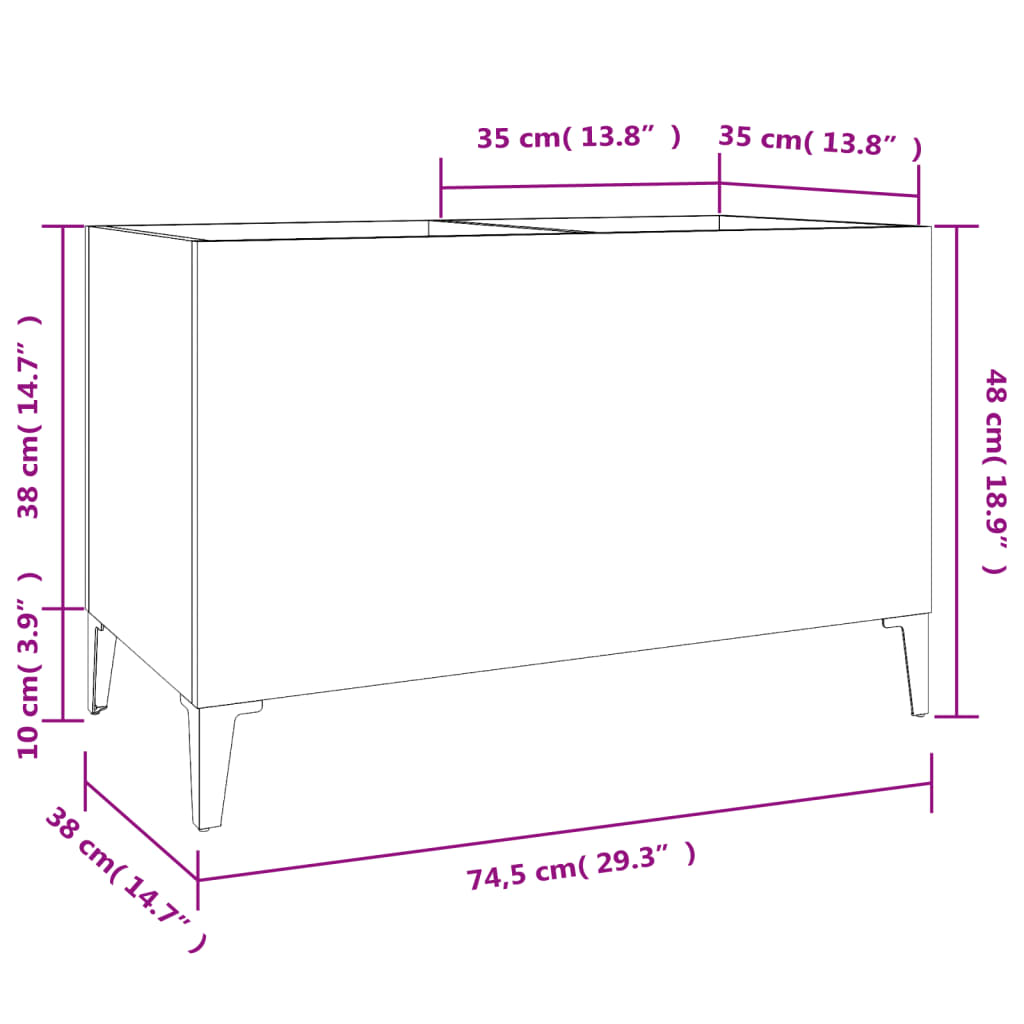 Record Cabinet Grey Sonoma 74.5x38x48 cm Engineered Wood