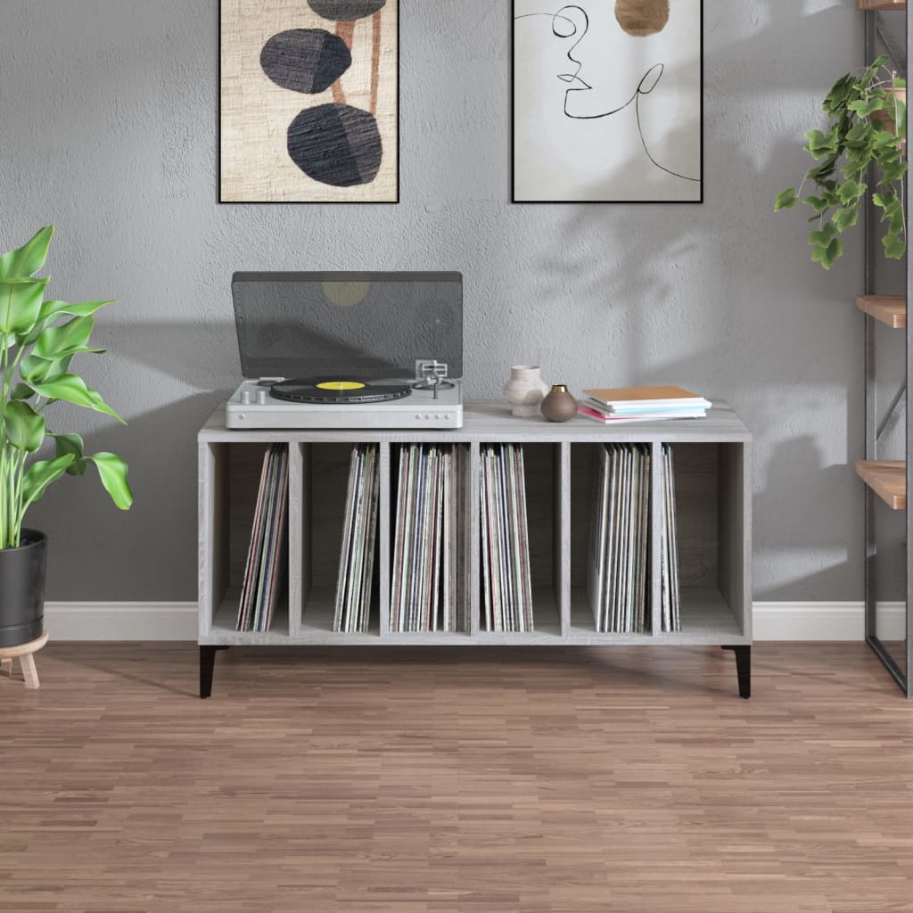Record Cabinet Grey Sonoma 100x38x48 cm Engineered Wood