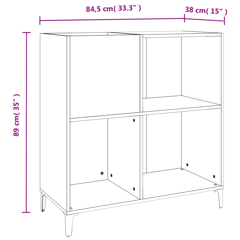 Record Cabinet Concrete Grey 84.5x38x89 cm Engineered Wood
