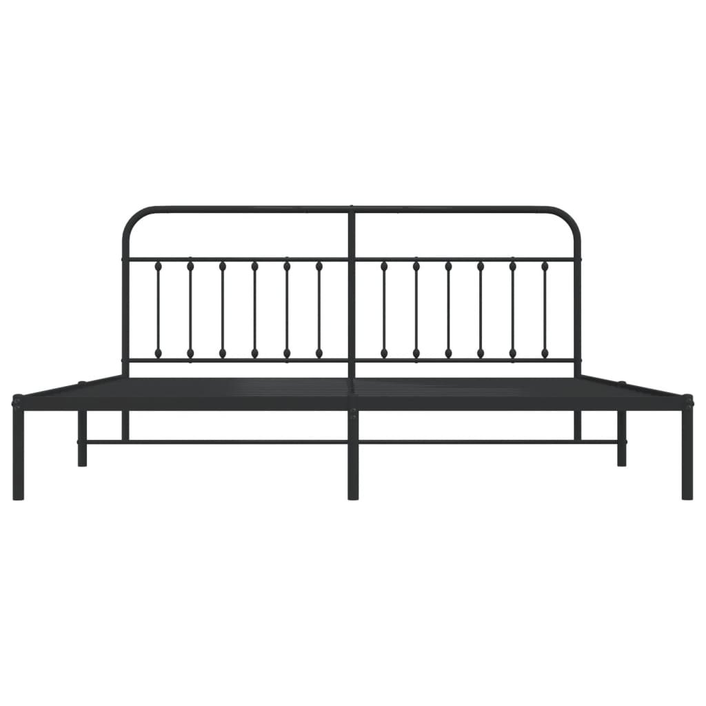 Metal Bed Frame without Mattress with Headboard Black 200x200cm