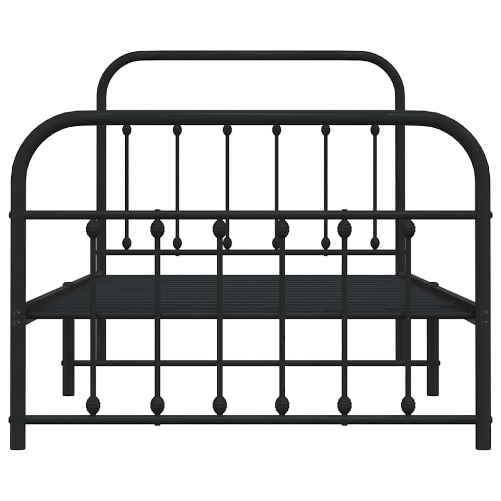 Metal Bed Frame without Mattress with Footboard Black 100x190cm