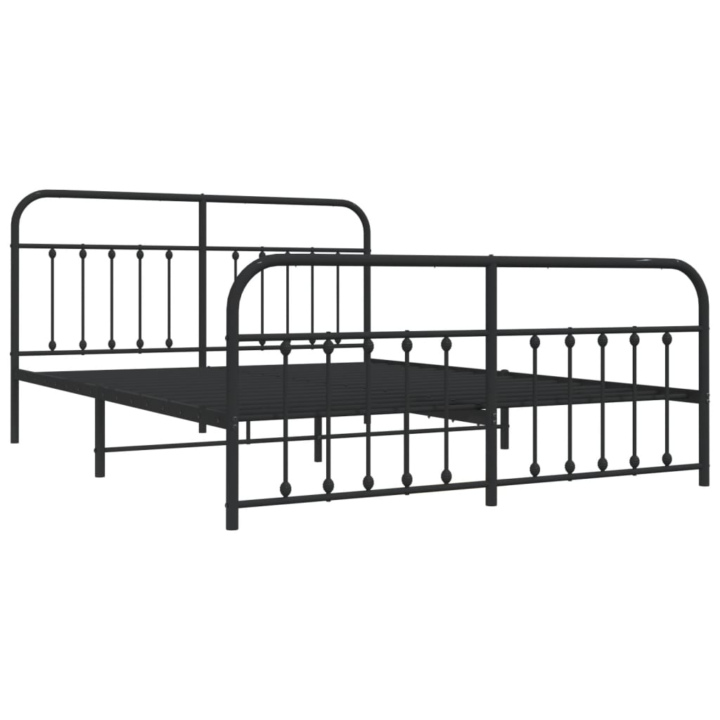 Metal Bed Frame without Mattress with Footboard Black 180x200cm