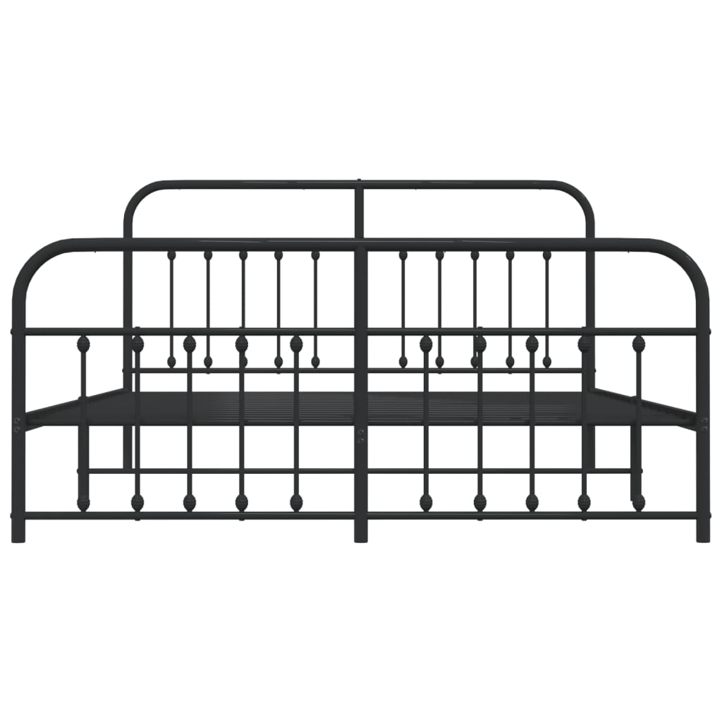 Metal Bed Frame without Mattress with Footboard Black 180x200cm