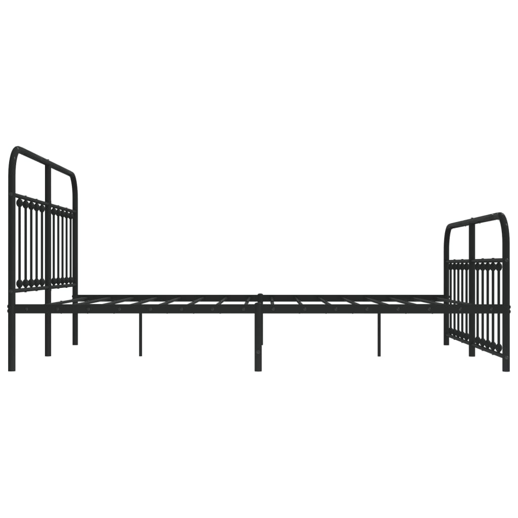 Metal Bed Frame without Mattress with Footboard Black 180x200cm