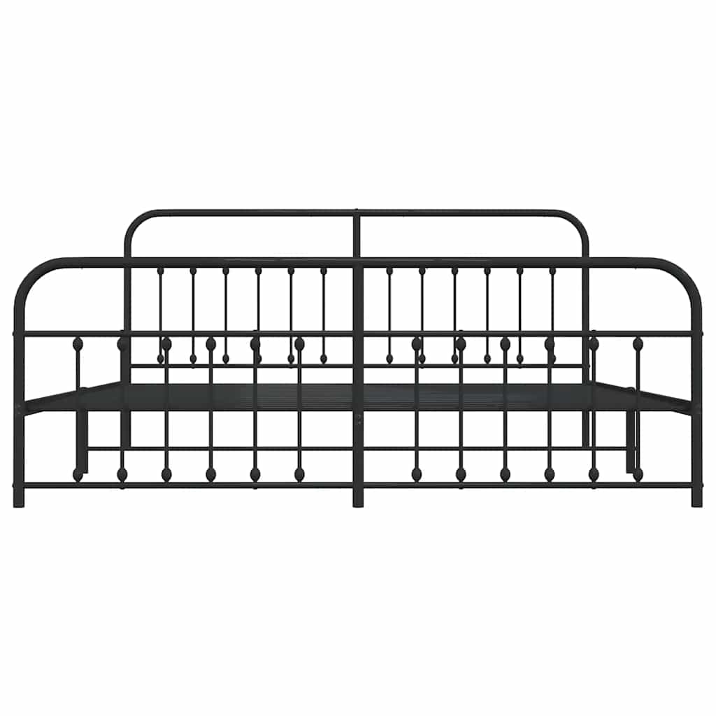 Metal Bed Frame without Mattress with Footboard Black 193x203cm