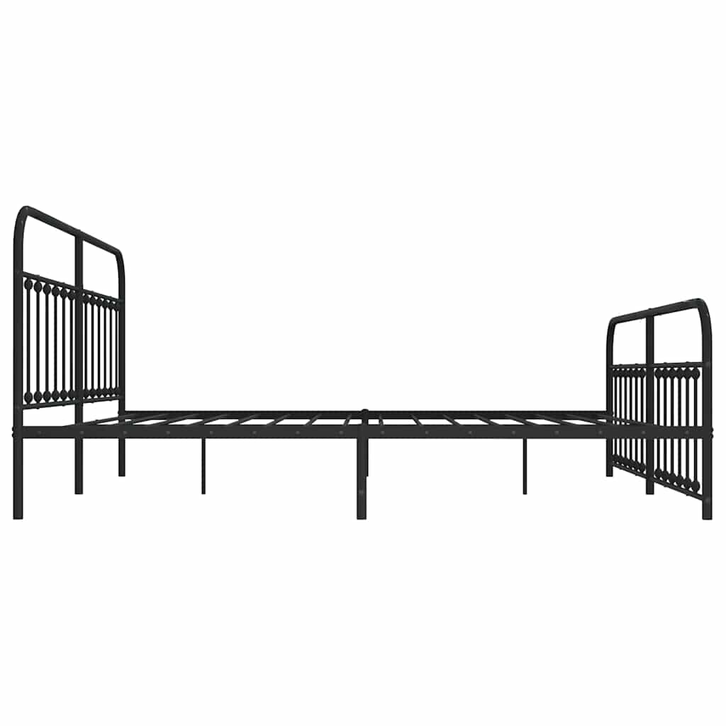 Metal Bed Frame without Mattress with Footboard Black 193x203cm