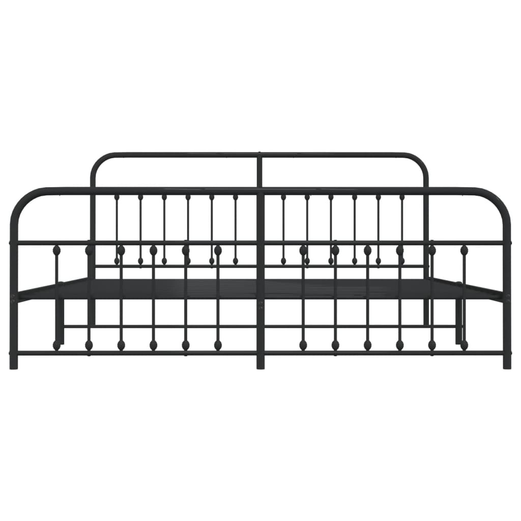 Metal Bed Frame without Mattress with Footboard Black 200x200cm