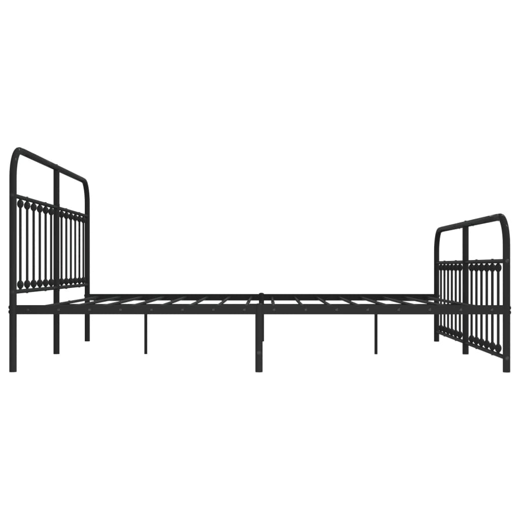 Metal Bed Frame without Mattress with Footboard Black 200x200cm