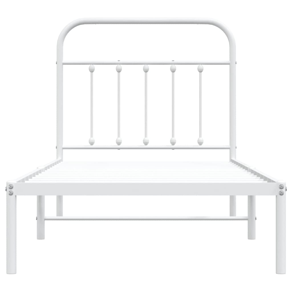 Metal Bed Frame without Mattress with Headboard White 90x190cm