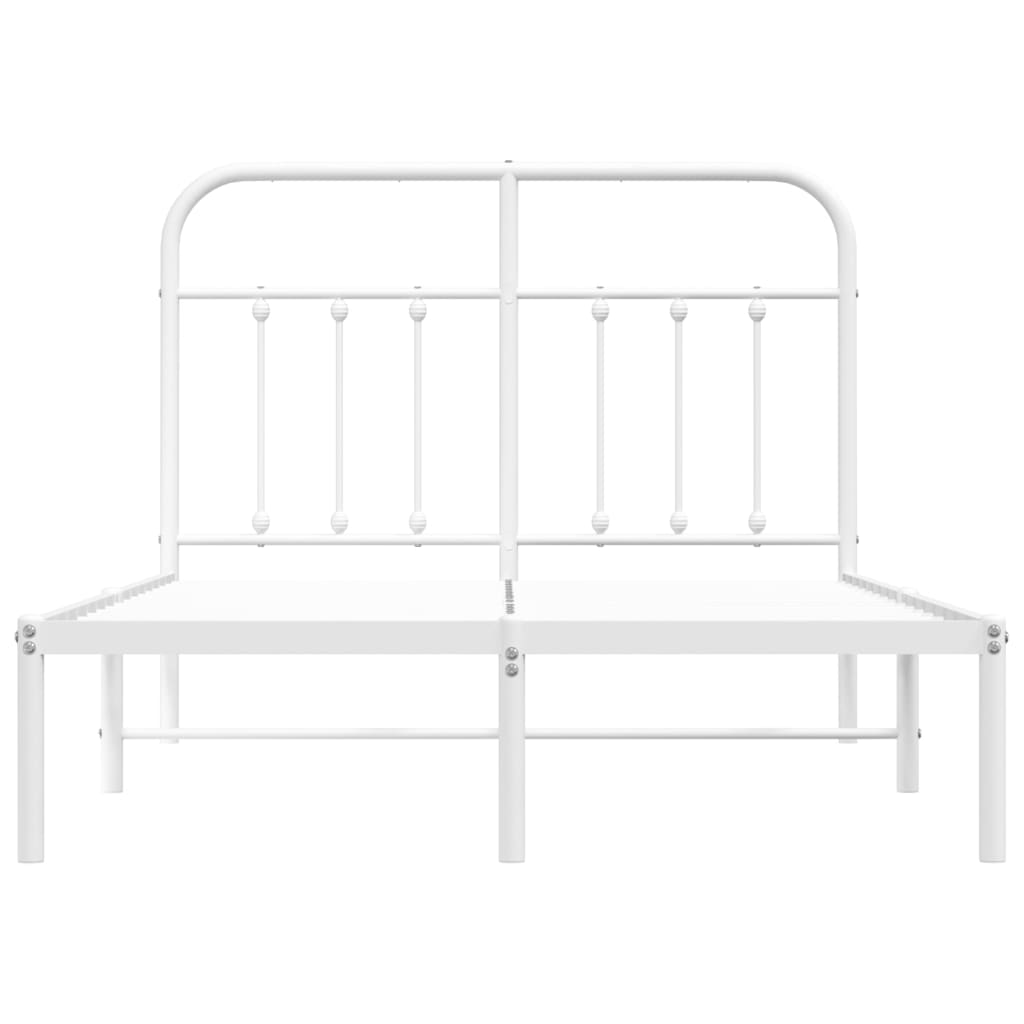Metal Bed Frame without Mattress with Headboard White 120x190cm