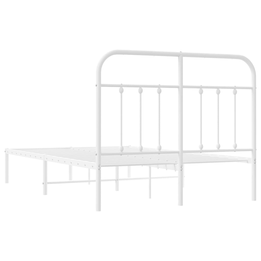 Metal Bed Frame without Mattress with Headboard White 120x190cm