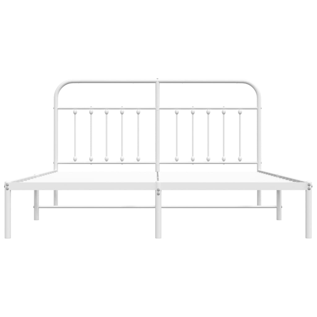 Metal Bed Frame without Mattress with Headboard White 160x200cm