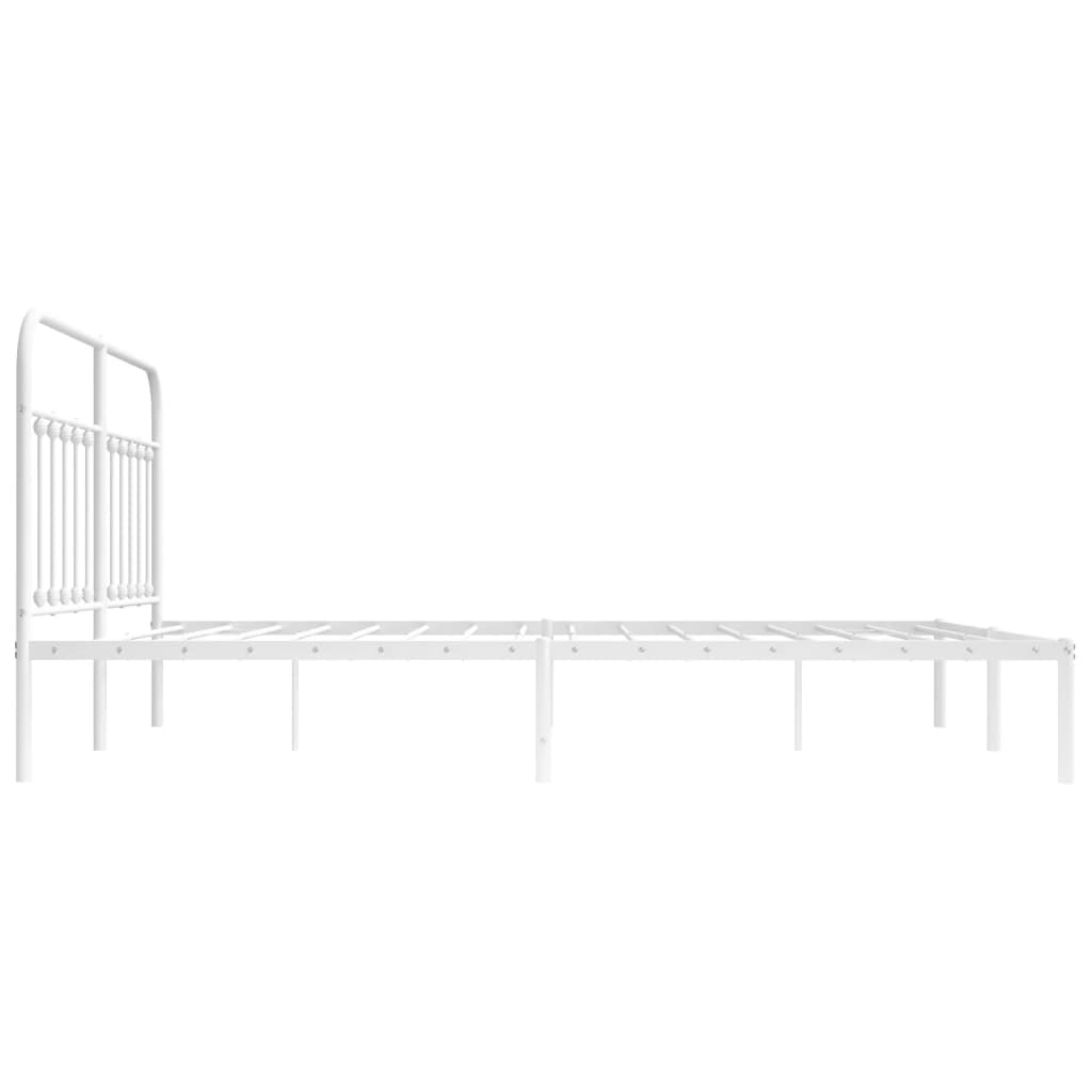 Metal Bed Frame without Mattress with Headboard White 160x200cm