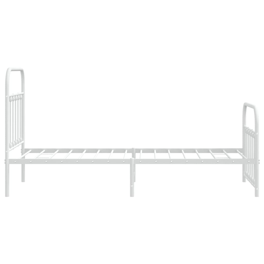 Metal Bed Frame without Mattress with Footboard White 90x190cm