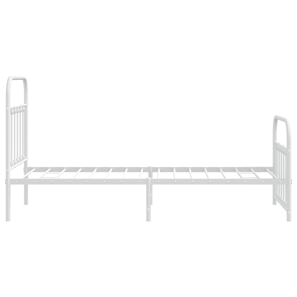 Metal Bed Frame without Mattress with Footboard White 90x200cm