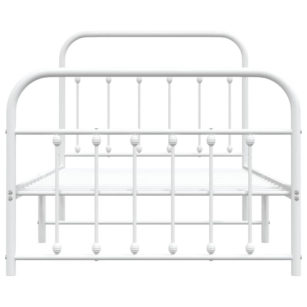 Metal Bed Frame without Mattress with Footboard White 100x190cm