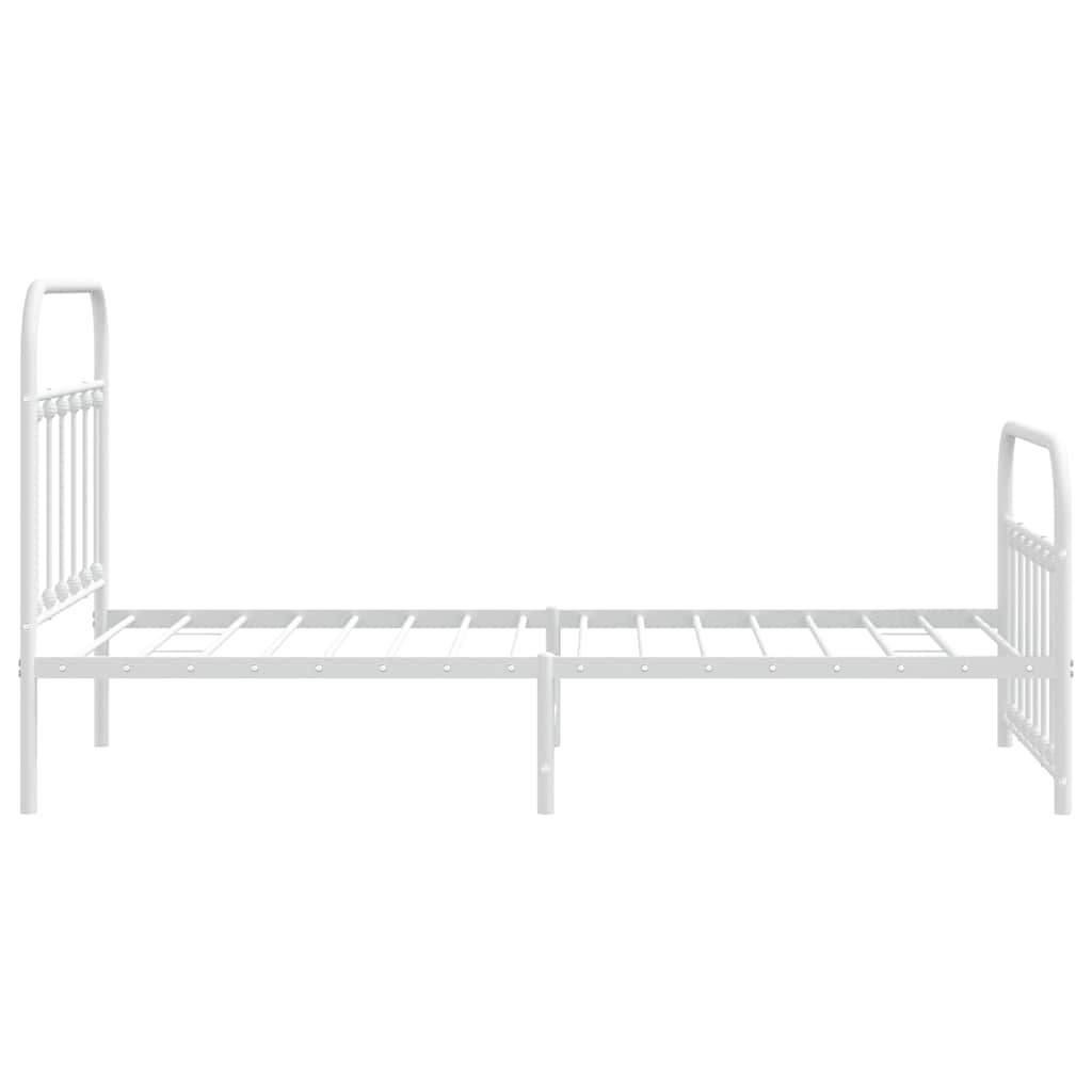 Metal Bed Frame without Mattress with Footboard White 100x190cm