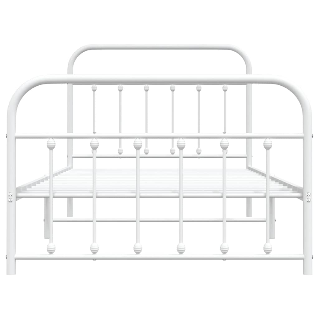 Metal Bed Frame without Mattress with Footboard White 100x200cm