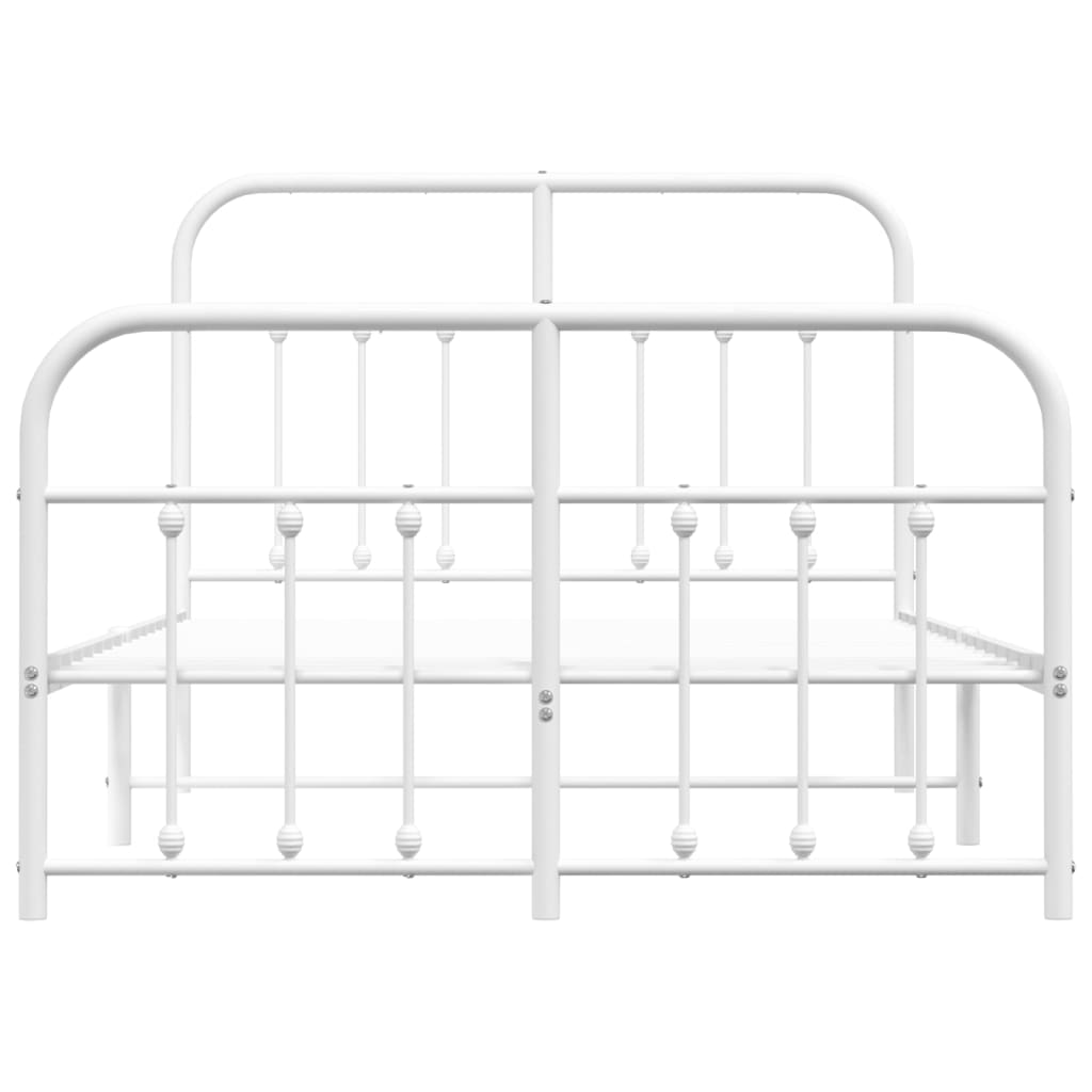 Metal Bed Frame without Mattress with Footboard White 120x190cm