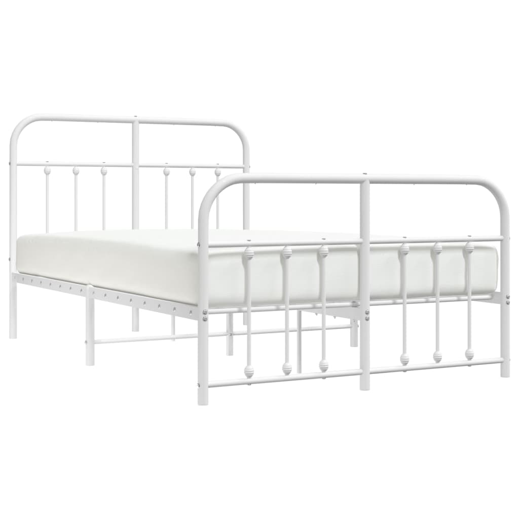 Metal Bed Frame without Mattress with Footboard White 120x200cm