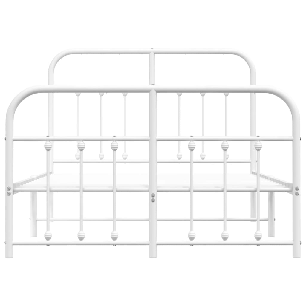 Metal Bed Frame without Mattress with Footboard White 120x200cm