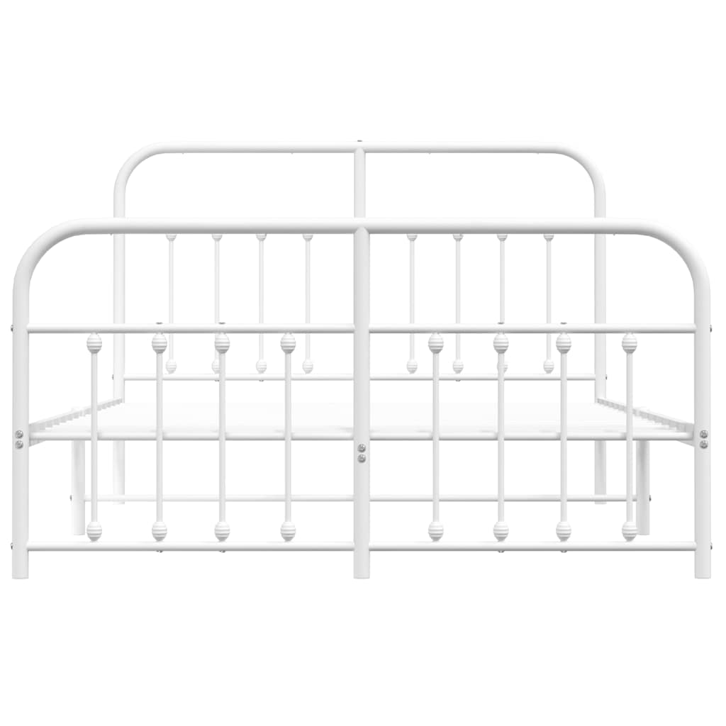 Metal Bed Frame without Mattress with Footboard White 135x190cm