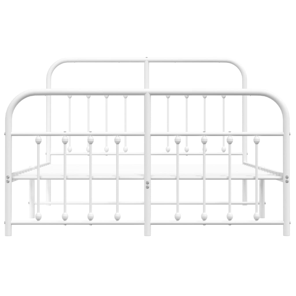 Metal Bed Frame without Mattress with Footboard White 140x190cm