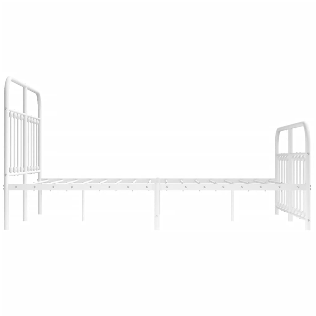 Metal Bed Frame without Mattress with Footboard White 140x190cm