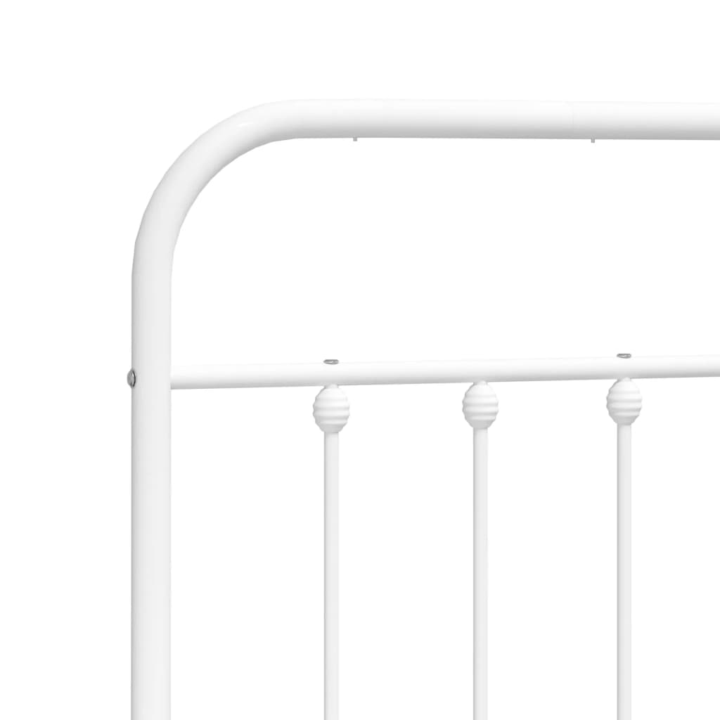 Metal Bed Frame without Mattress with Footboard White 140x190cm