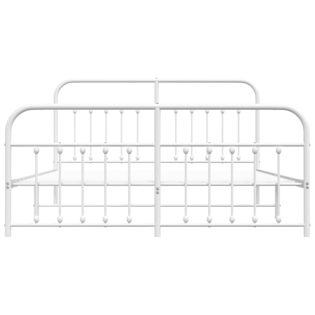 Metal Bed Frame without Mattress with Footboard White 160x200cm